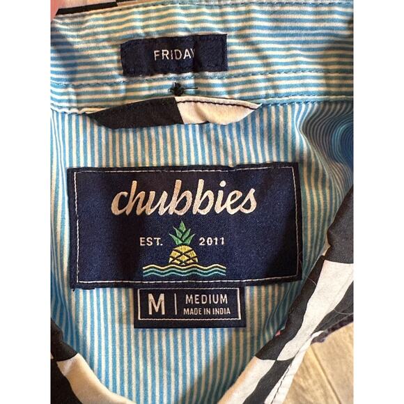 CHUBBIES Friday Shirt The Rad Colorful Geometric Button Front Mens Pocket Medium - Picture 5 of 7